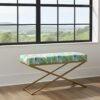 Metal-Framed Velvet Bench 100x40cm – X-Frame Modern Seating