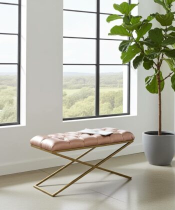 Bronze Luxe X-Frame Bench: Glamorous Accent for Modern