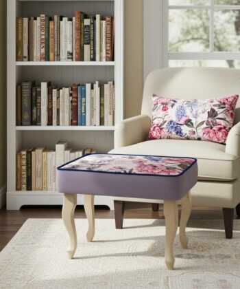 Velvet Footstool – Romantic Floral Elegance for Irish Interiors