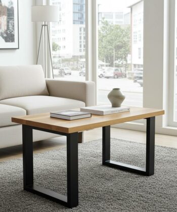 Coffee table with a solid Beech or Ash wood top 110x60 natural