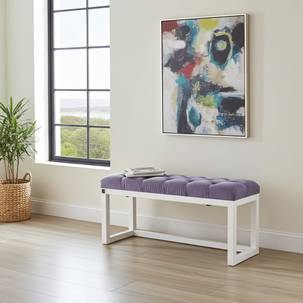 Lavender Velvet Visible Bench 100x30cm