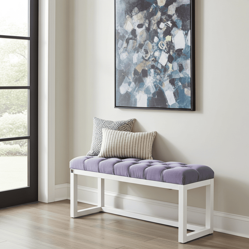 Lavender Velvet Visible Bench 100x30cm