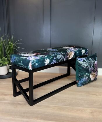 Botanical EleganceEase Metal Bench 100x30cm – Black Frame