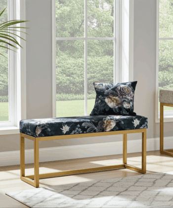 Midnight Garden Metal Bench 100x30cm – Gold Frame