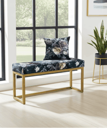 Midnight Garden Metal Bench 100x30cm – Gold Frame