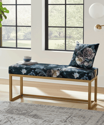 Midnight Garden Metal Bench 100x30cm – Gold Frame