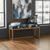 Midnight Garden Metal Bench 100x30cm – Gold Frame