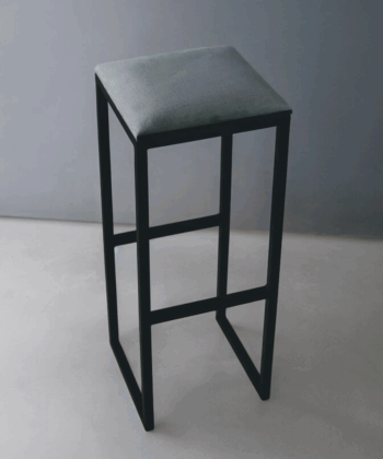 Modern Industrial Bar Stool with Upholstered Seat