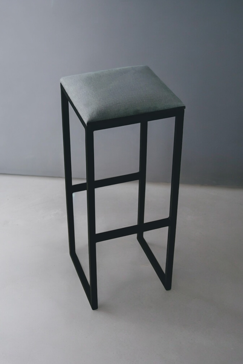 Modern Industrial Bar Stool with Upholstered Seat