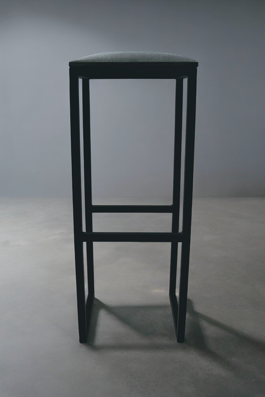 Modern Industrial Bar Stool with Upholstered Seat
