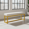 Modern Light Grey Bench – Gold Metal Frame Seating