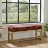 Modern Velvet Metal Bench – Gold Frame, Rectangular, Long