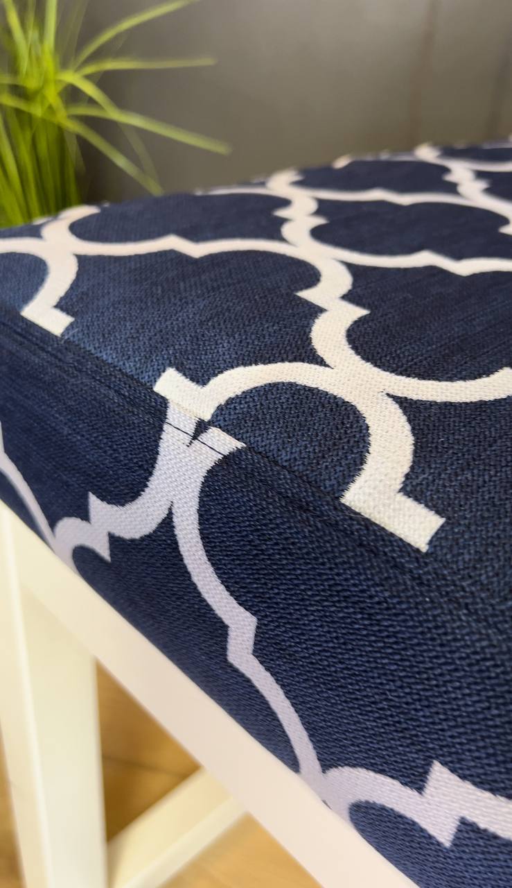 Navy Trellis UrbanChic Metal Bench 100x30cm – Gold Frame