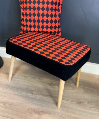 Velvet Diamond Pattern Footstool