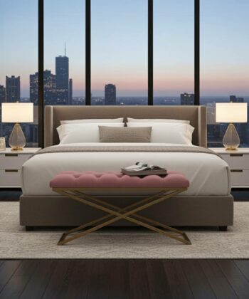 Pink Velvet Metal-Framed Bench – Handmade X-Frame Elegance