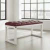 Red Eco-Leather Tufted Wooden Bench 100x40cm