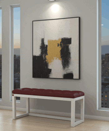 Red Eco-Leather Tufted Wooden Bench 100x40cm