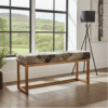 Stone Pattern Velvet Bench with Copper Metal Frame