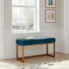 Teal Velvet & Copper Frame Bench – Modern Art Deco Accent