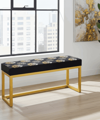 Urban Mosaic Metal Bench 100x30cm – Yellow Frame & Velvet Top