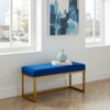 UrbanChic Blue Velvet Metal-Framed Bench Gold Frame