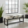 UrbanChic Stone Velvet Bench – Stylish Black Frame Accent
