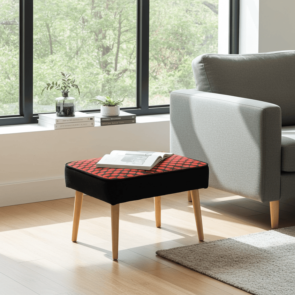 Velvet Diamond Pattern Footstool