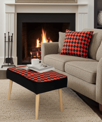 Velvet Diamond Pattern Footstool