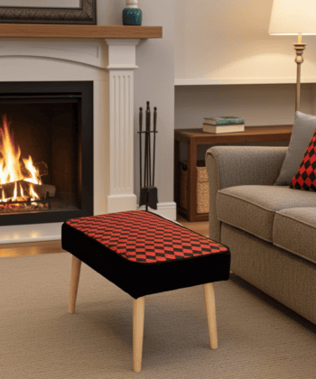 Velvet Diamond Pattern Footstool