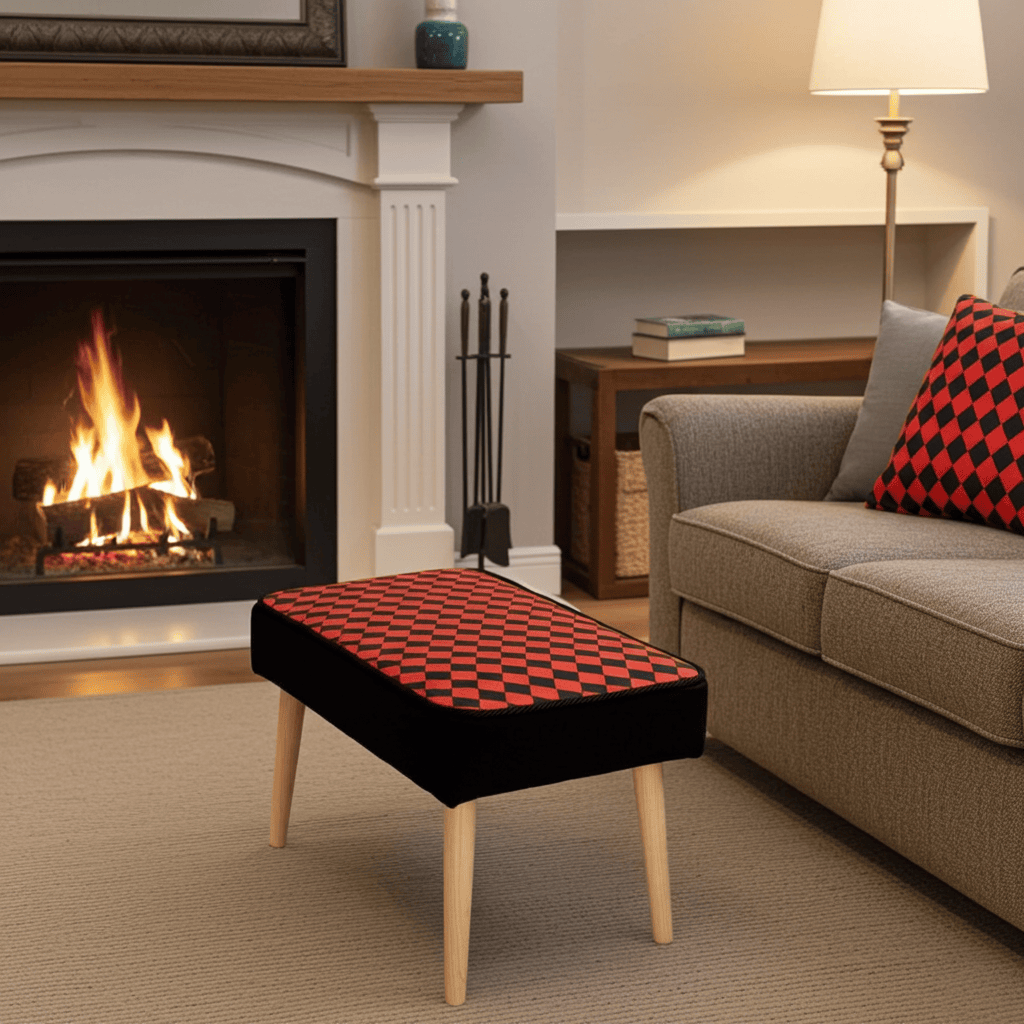Velvet Diamond Pattern Footstool