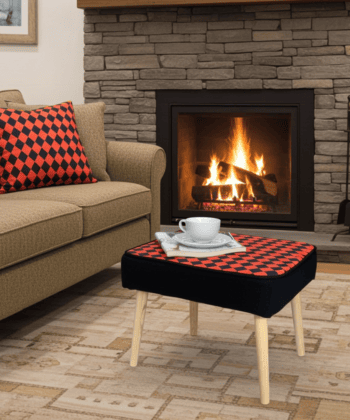 Velvet Diamond Pattern Footstool
