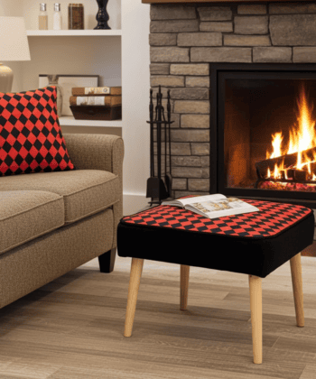 Velvet Diamond Pattern Footstool