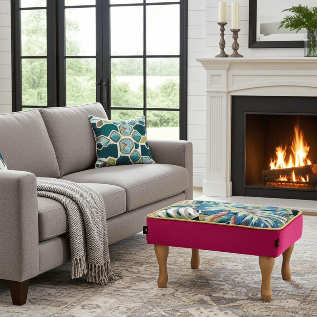 Velvet Footstool 60x40cm – Handcrafted Luxury for Every Room