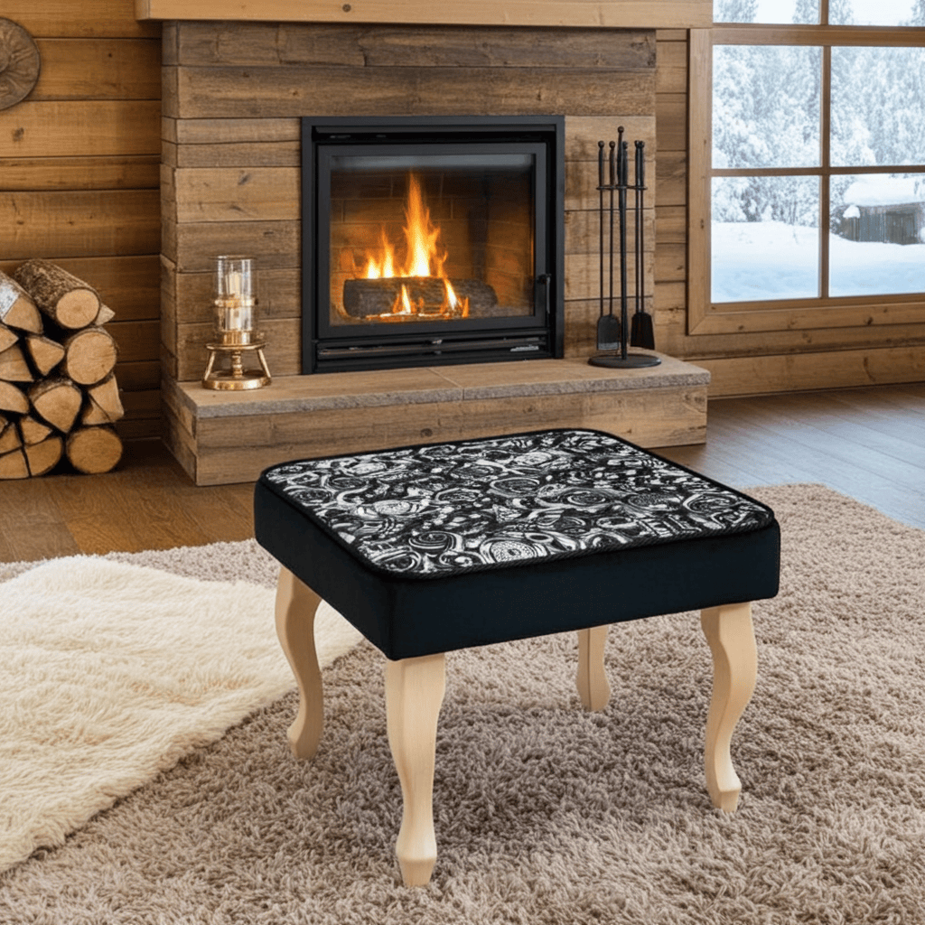 Velvet Footstool – Handcrafted Elegance for Modern Homes