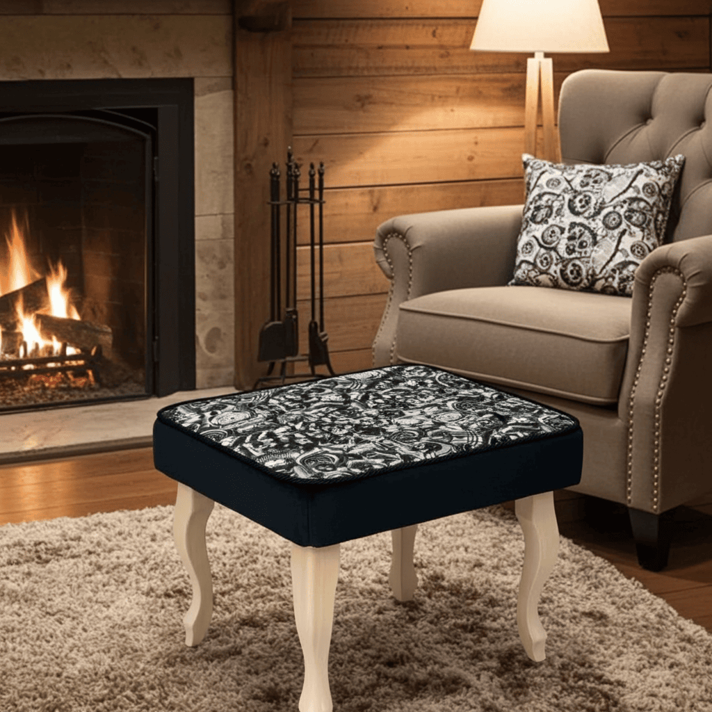 Velvet Footstool – Handcrafted Elegance for Modern Homes