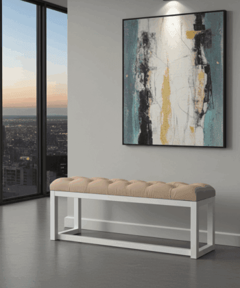 Velvet Visible Bench with Custom Alder Wood Frame