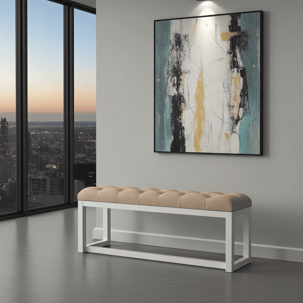 Velvet Visible Bench with Custom Alder Wood Frame