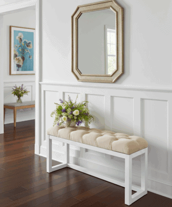 Velvet Visible Bench with Custom Alder Wood Frame