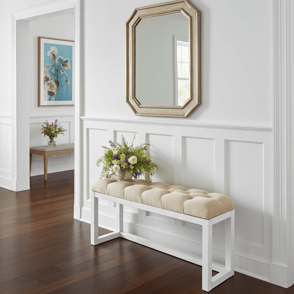 Velvet Visible Bench with Custom Alder Wood Frame