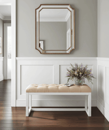 Velvet Visible Bench with Custom Alder Wood Frame