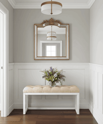 Velvet Visible Bench with Custom Alder Wood Frame