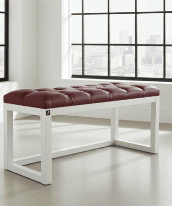 Red Eco-Leather Tufted Wooden Bench 100x40cm