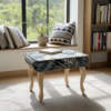 Modern Velvet Footstool 60x40cm – Botanical Pattern