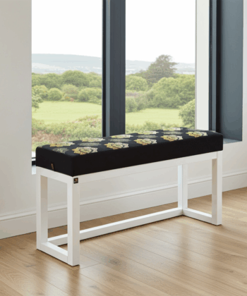 Sereneseat Wooden-Framed Velvet Bench 100x30cm White Frame