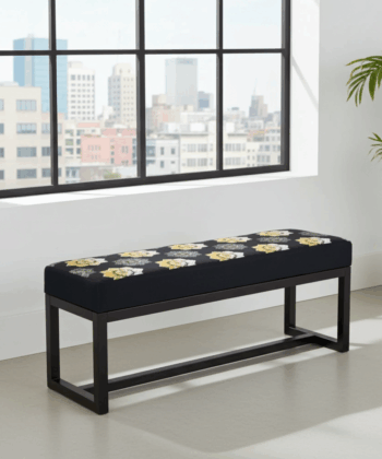 UrbanChic Metal-Framed Bench 100x30cm – Handmade Velvet