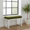 Handcrafted Compact Green Velvet Bench with White Frame – 60x40x50cm