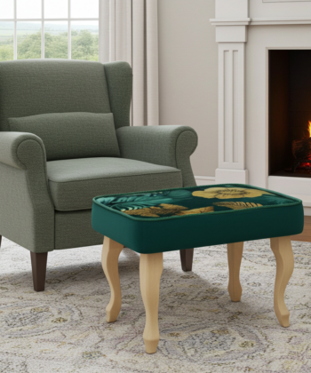 Velvet Footstool 60x40cm – Customisable Green Elegance