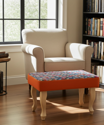 Vibrant Geometric Velvet Footstool Colourful . Ireland
