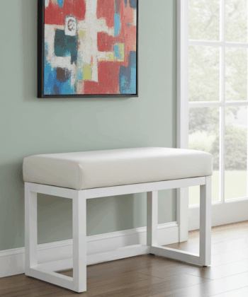 White Velvet Bench 60x40cm – Custom Alder Frame