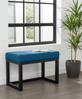 Wooden-Framed Velvet Bench 60x40cm – Blue Modern Accent